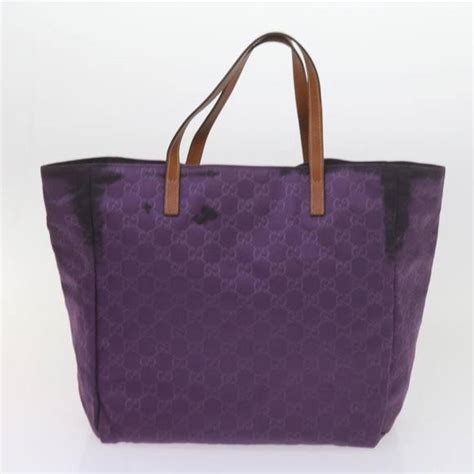 Gucci Gg Canvas Tote Bag Purple 282439 Auth 6524 